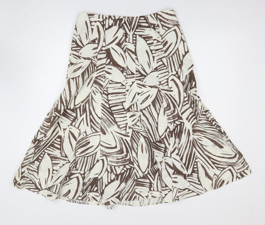 Per Una Womens Brown Geometric Polyester A-Line Skirt Size 10 Zip