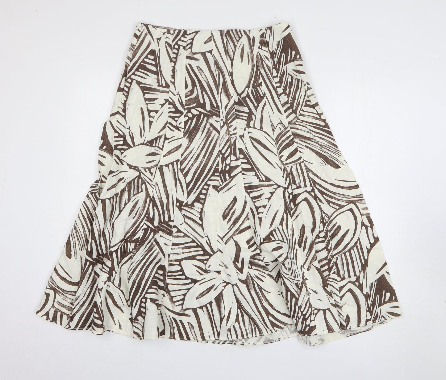 Per Una Womens Brown Geometric Polyester A-Line Skirt Size 10 Zip