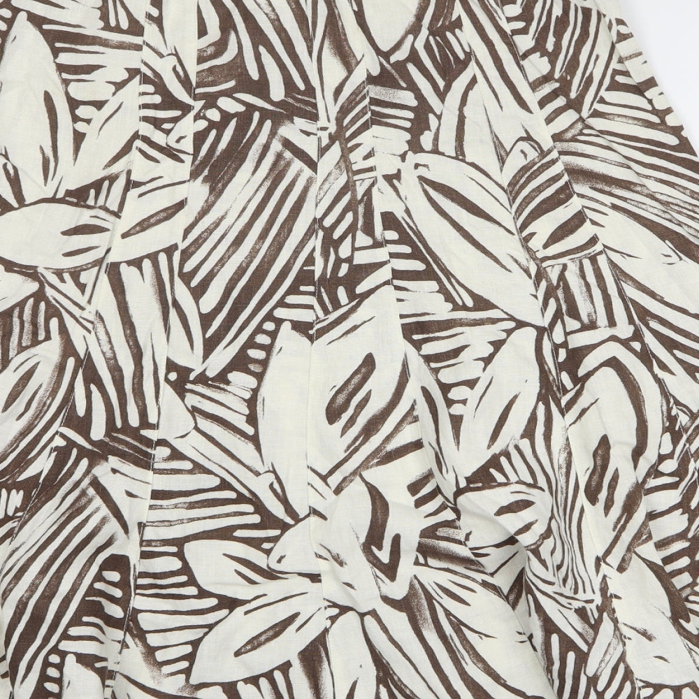 Per Una Womens Brown Geometric Polyester A-Line Skirt Size 10 Zip