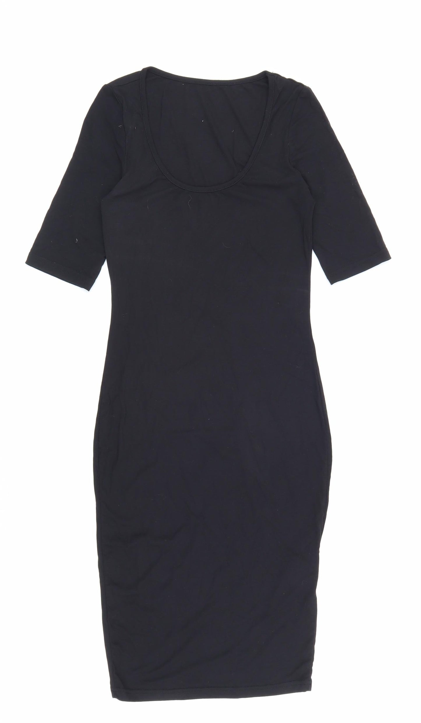 SheIn Womens Black Herringbone Cotton A-Line Size XS Scoop Neck Pullover