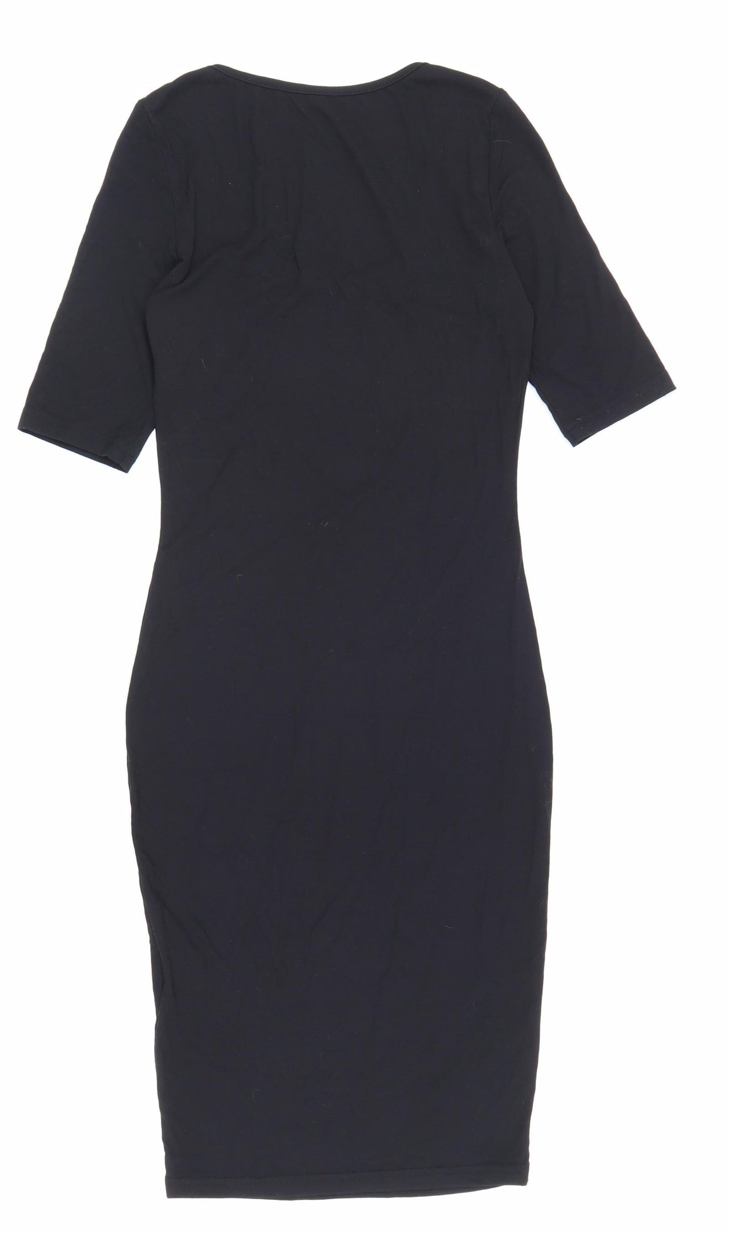 SheIn Womens Black Herringbone Cotton A-Line Size XS Scoop Neck Pullover