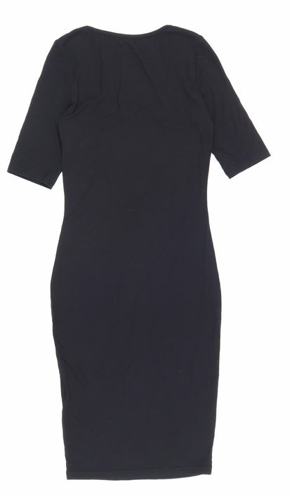 SheIn Womens Black Herringbone Cotton A-Line Size XS Scoop Neck Pullover