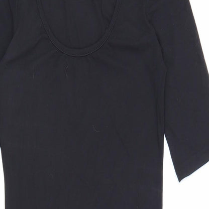 SheIn Womens Black Herringbone Cotton A-Line Size XS Scoop Neck Pullover