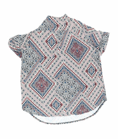 Walls Womens Multicoloured Geometric Viscose Basic Blouse Size L Mock Neck