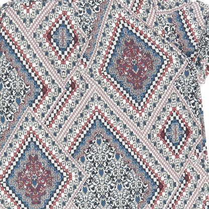 Walls Womens Multicoloured Geometric Viscose Basic Blouse Size L Mock Neck
