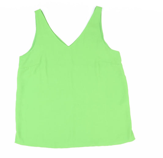Anthology Womens Green Polyester Basic Tank Size 12 V-Neck