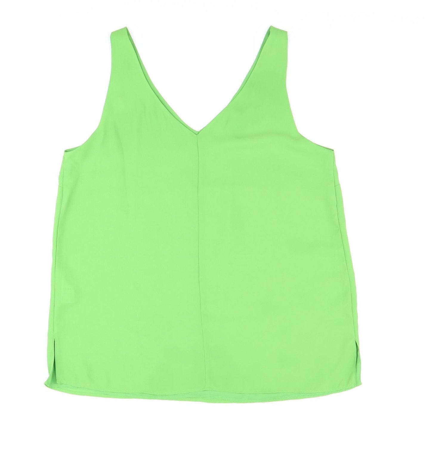 Anthology Womens Green Polyester Basic Tank Size 12 V-Neck