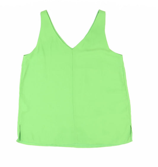 Anthology Womens Green Polyester Basic Tank Size 12 V-Neck