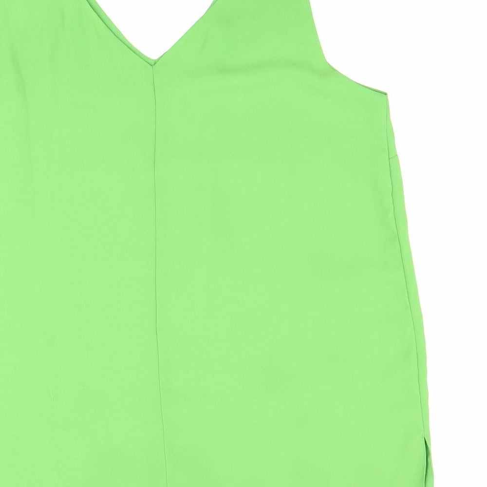 Anthology Womens Green Polyester Basic Tank Size 12 V-Neck