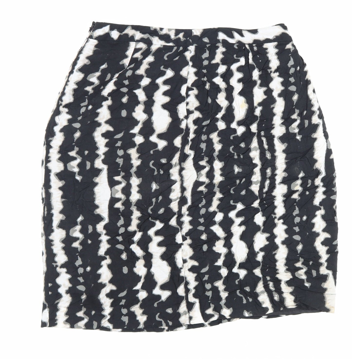 Monsoon Womens Black Geometric Polyester A-Line Skirt Size 12 Zip