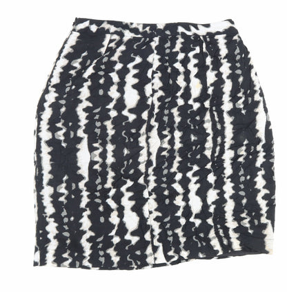 Monsoon Womens Black Geometric Polyester A-Line Skirt Size 12 Zip