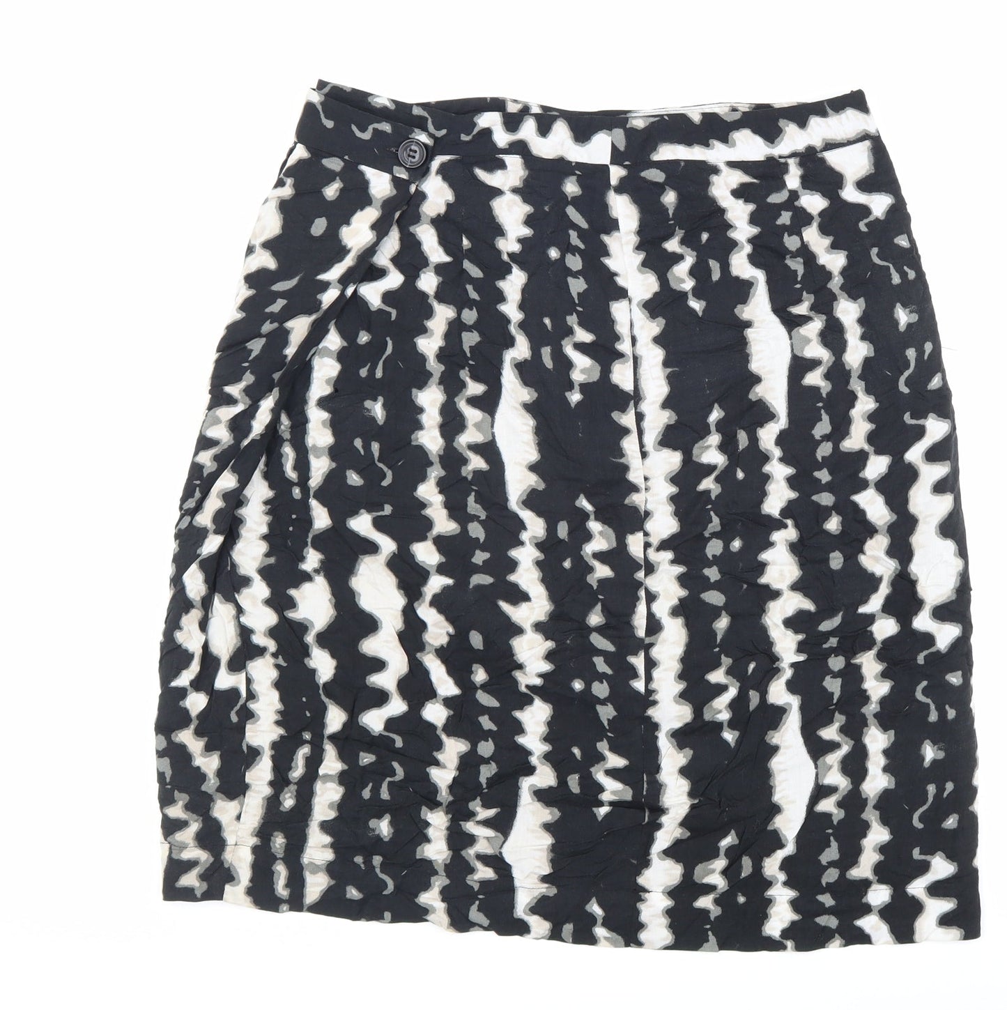 Monsoon Womens Black Geometric Polyester A-Line Skirt Size 12 Zip