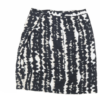 Monsoon Womens Black Geometric Polyester A-Line Skirt Size 12 Zip