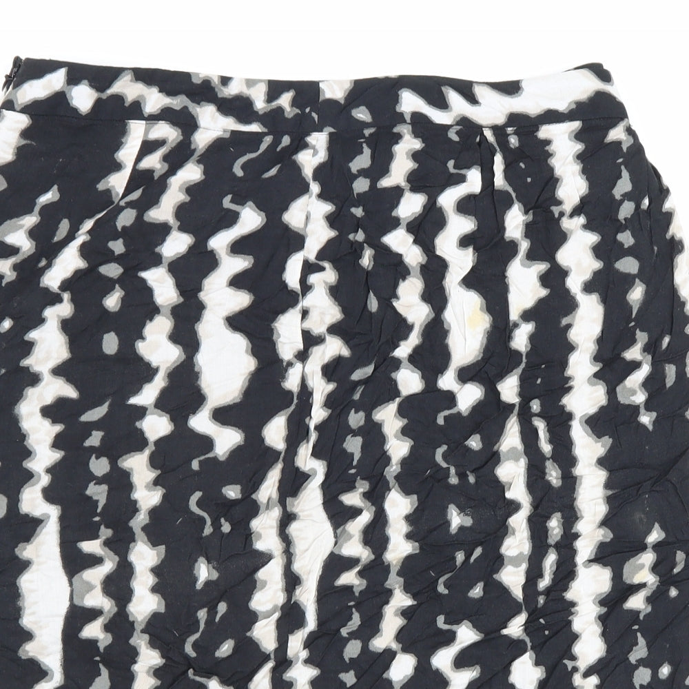Monsoon Womens Black Geometric Polyester A-Line Skirt Size 12 Zip