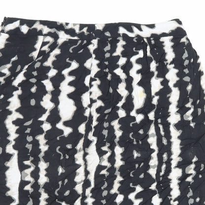 Monsoon Womens Black Geometric Polyester A-Line Skirt Size 12 Zip
