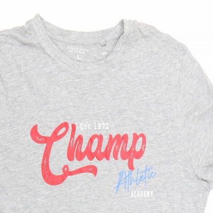 Primark Womens Grey Cotton Basic T-Shirt Size L Round Neck - Champ