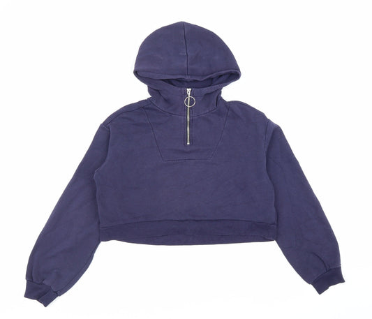 H&M Womens Blue Cotton Pullover Hoodie Size XS Zip