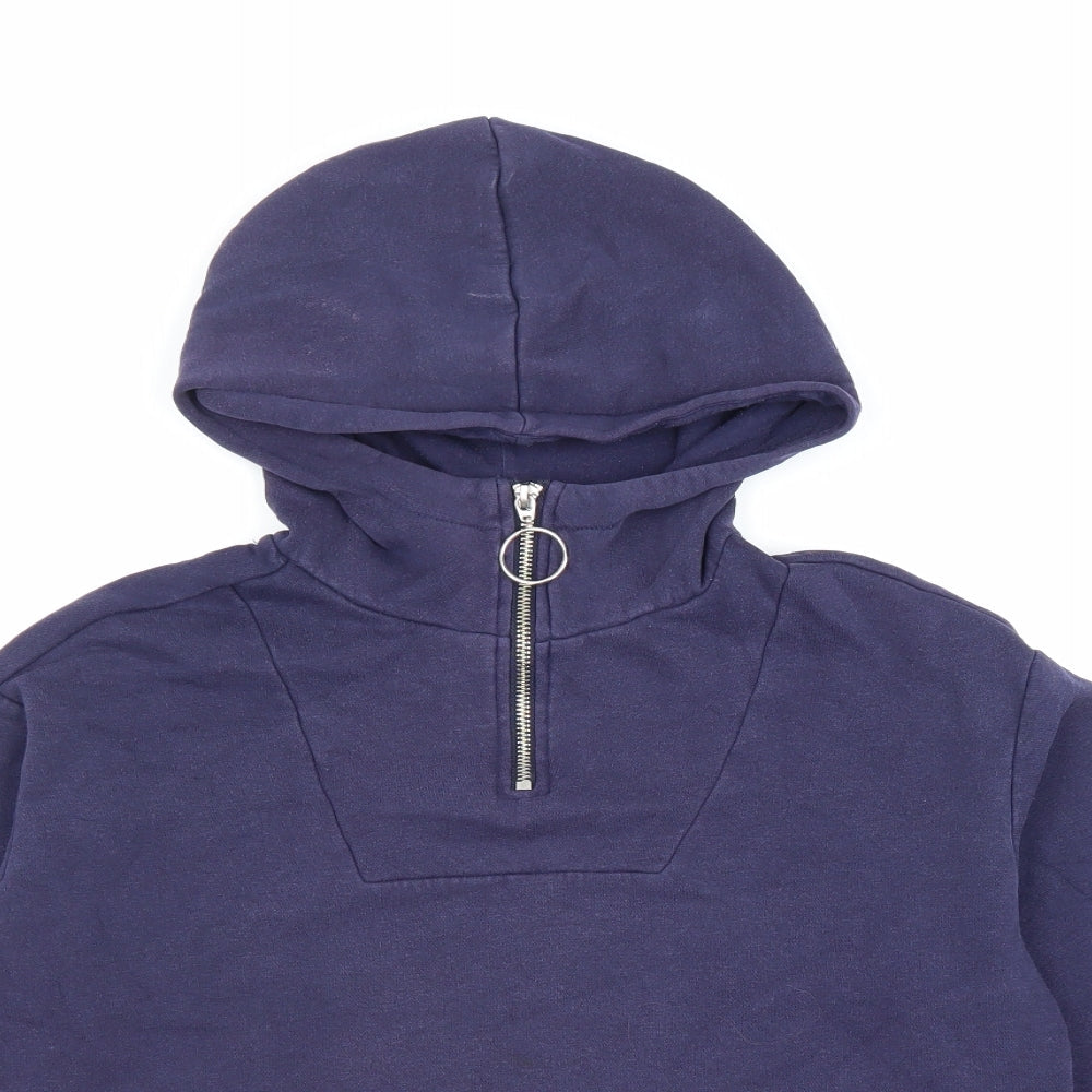 H&M Womens Blue Cotton Pullover Hoodie Size XS Zip