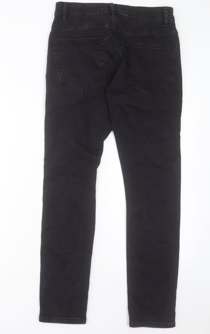 Easy Mens Black Cotton Skinny Jeans Size 28 in L30 in Regular Button