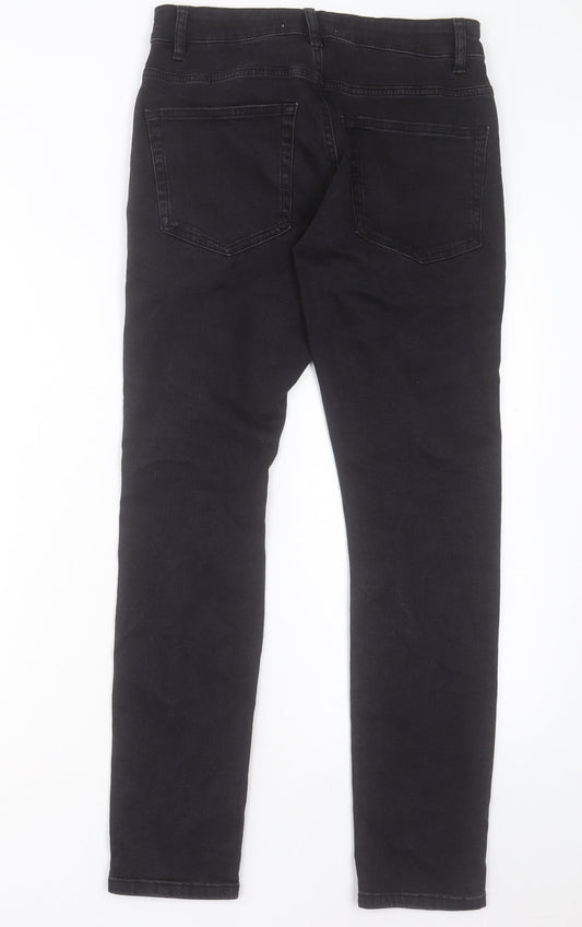 Easy Mens Black Cotton Skinny Jeans Size 28 in L30 in Regular Button