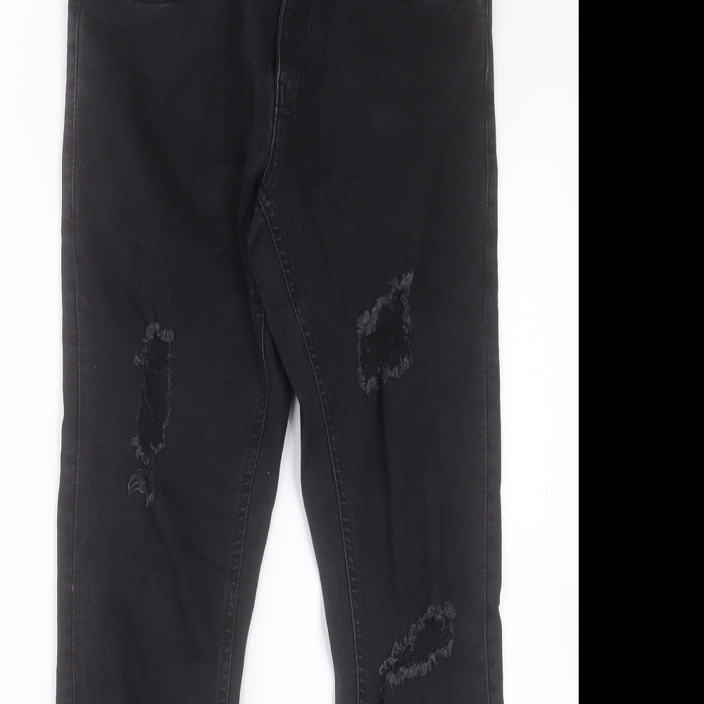 Easy Mens Black Cotton Skinny Jeans Size 28 in L30 in Regular Button