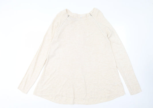 F&F Womens Beige Acrylic A-Line Size 8 Round Neck Zip