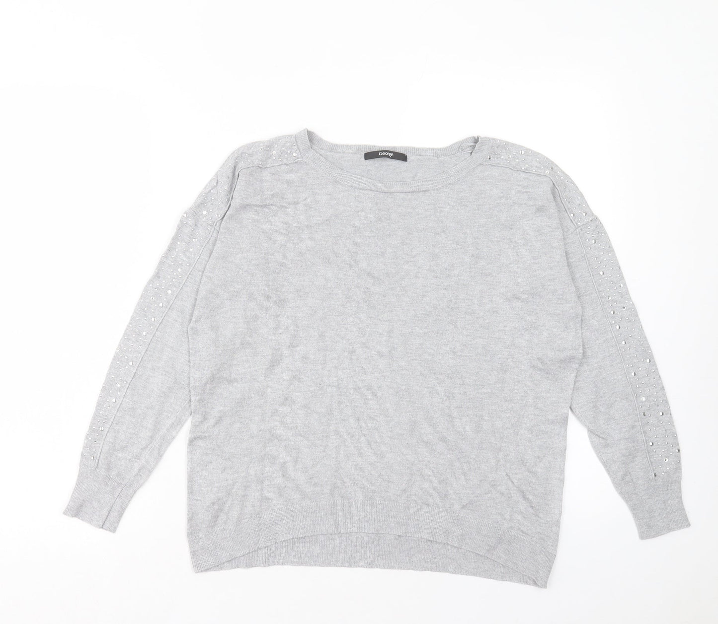 George Womens Grey Round Neck Viscose Pullover Jumper Size 10