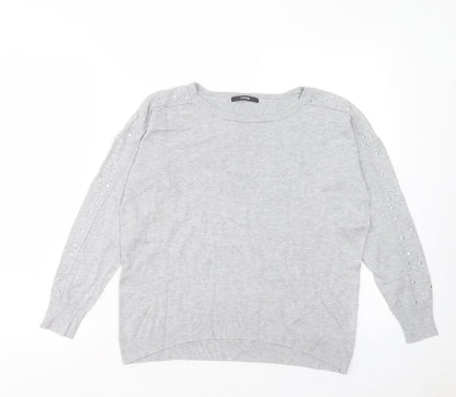 George Womens Grey Round Neck Viscose Pullover Jumper Size 10
