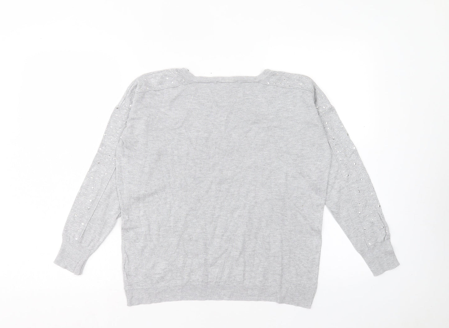 George Womens Grey Round Neck Viscose Pullover Jumper Size 10