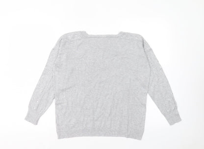 George Womens Grey Round Neck Viscose Pullover Jumper Size 10