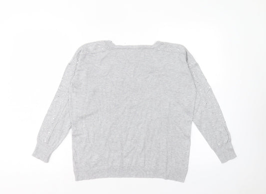 George Womens Grey Round Neck Viscose Pullover Jumper Size 10