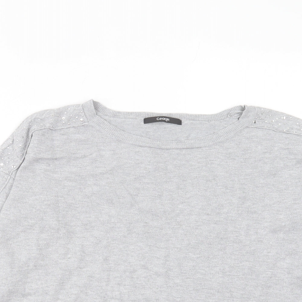 George Womens Grey Round Neck Viscose Pullover Jumper Size 10