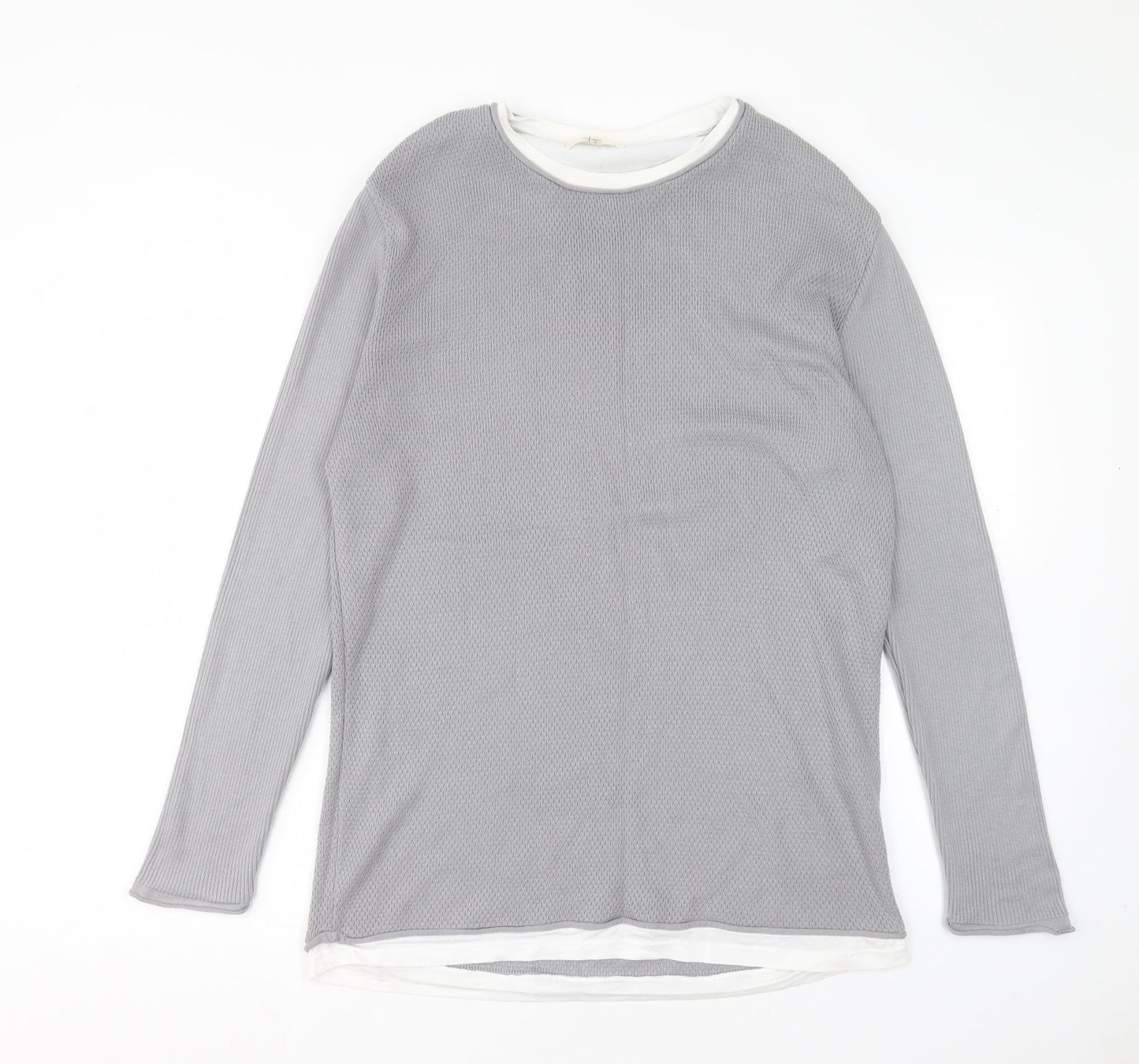 River Island Mens Grey Round Neck Acrylic Pullover Jumper Size L