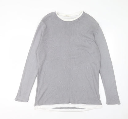 River Island Mens Grey Round Neck Acrylic Pullover Jumper Size L