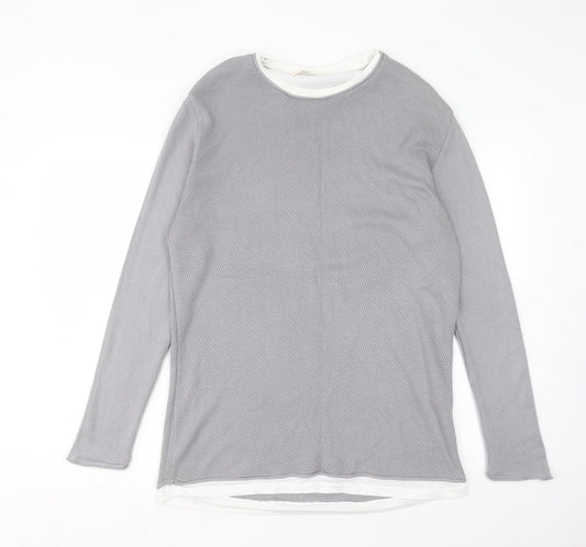 River Island Mens Grey Round Neck Acrylic Pullover Jumper Size L