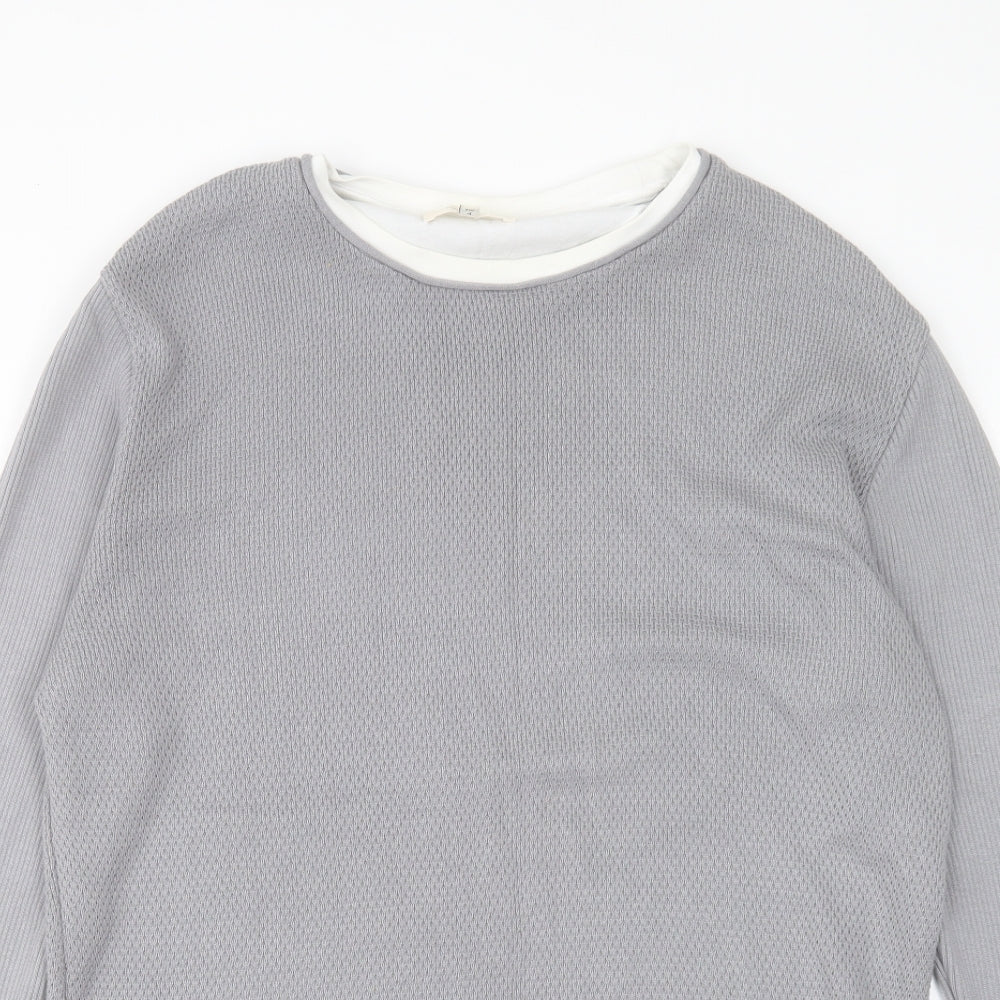 River Island Mens Grey Round Neck Acrylic Pullover Jumper Size L