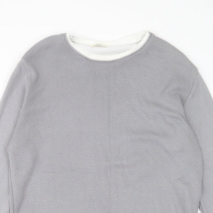River Island Mens Grey Round Neck Acrylic Pullover Jumper Size L