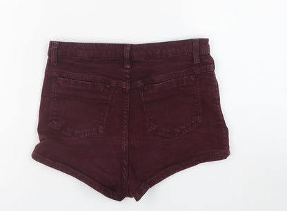 Topshop Womens Red Cotton Hot Pants Shorts Size 25 in Regular Button