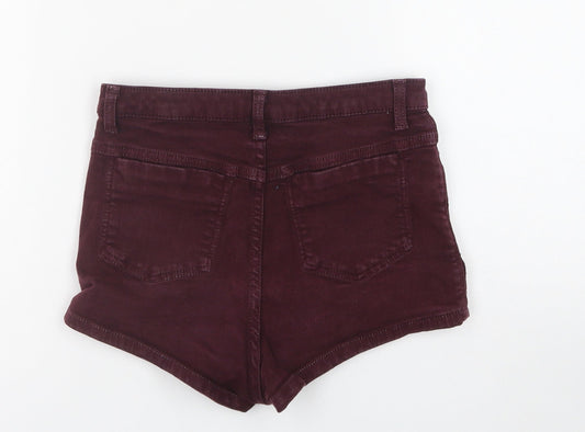Topshop Womens Red Cotton Hot Pants Shorts Size 25 in Regular Button