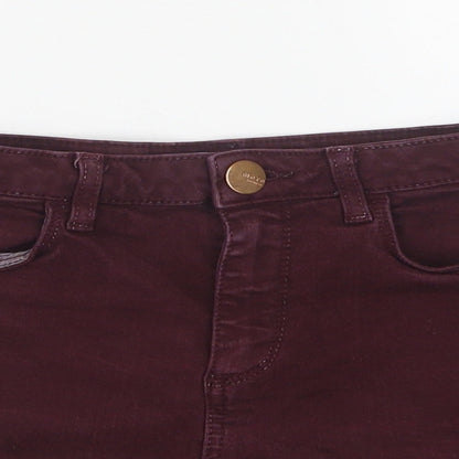 Topshop Womens Red Cotton Hot Pants Shorts Size 25 in Regular Button