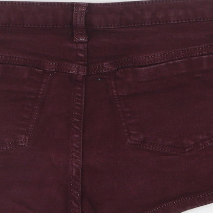 Topshop Womens Red Cotton Hot Pants Shorts Size 25 in Regular Button