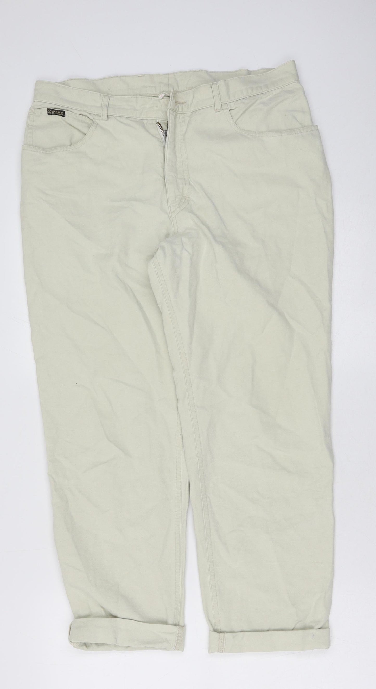 Ejeans Mens Beige Cotton Chino Trousers Size 25 in L25 in Regular Button