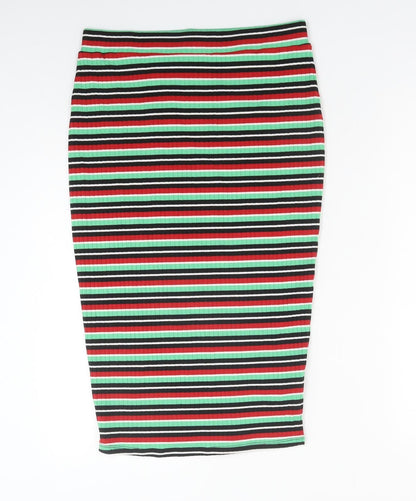 George Womens Multicoloured Striped Polyester Straight & Pencil Skirt Size 12