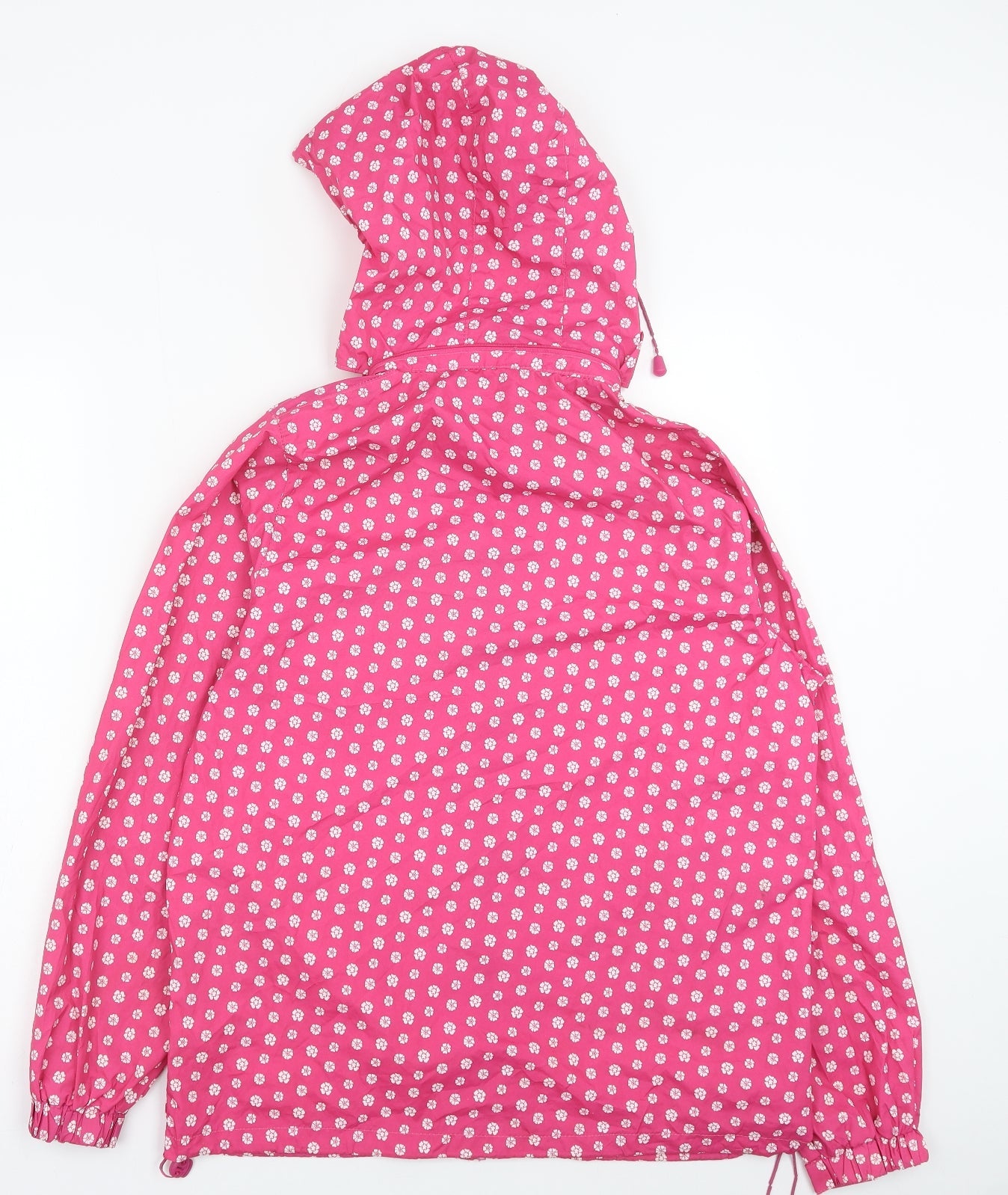 Denim & Co. Womens Pink Polka Dot Rain Coat Coat Size 8 Zip