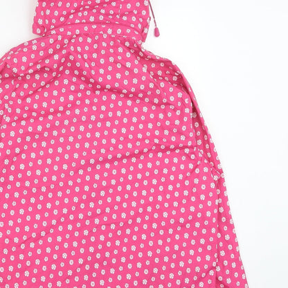 Denim & Co. Womens Pink Polka Dot Rain Coat Coat Size 8 Zip