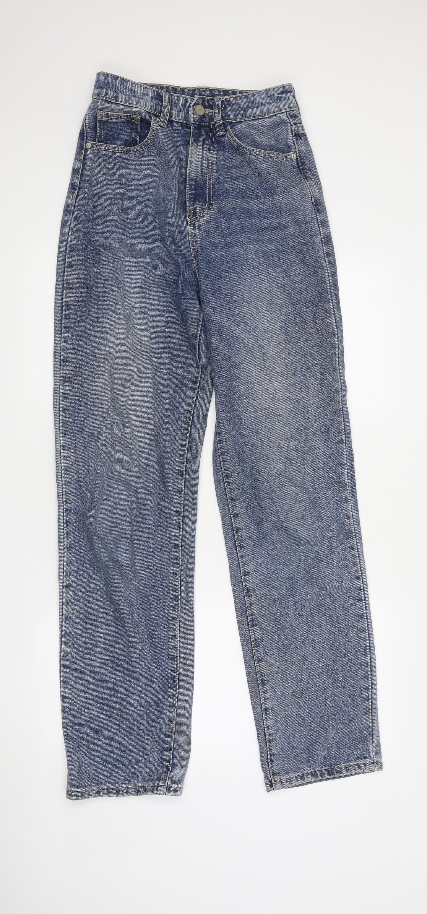 SheIn Womens Blue Cotton Straight Jeans Size XS L32 in Regular Zip