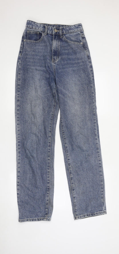 SheIn Womens Blue Cotton Straight Jeans Size XS L32 in Regular Zip