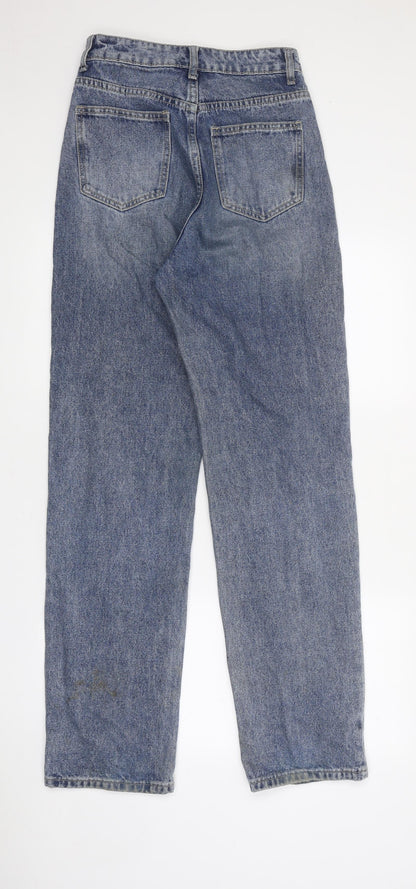 SheIn Womens Blue Cotton Straight Jeans Size XS L32 in Regular Zip