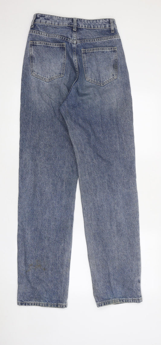 SheIn Womens Blue Cotton Straight Jeans Size XS L32 in Regular Zip