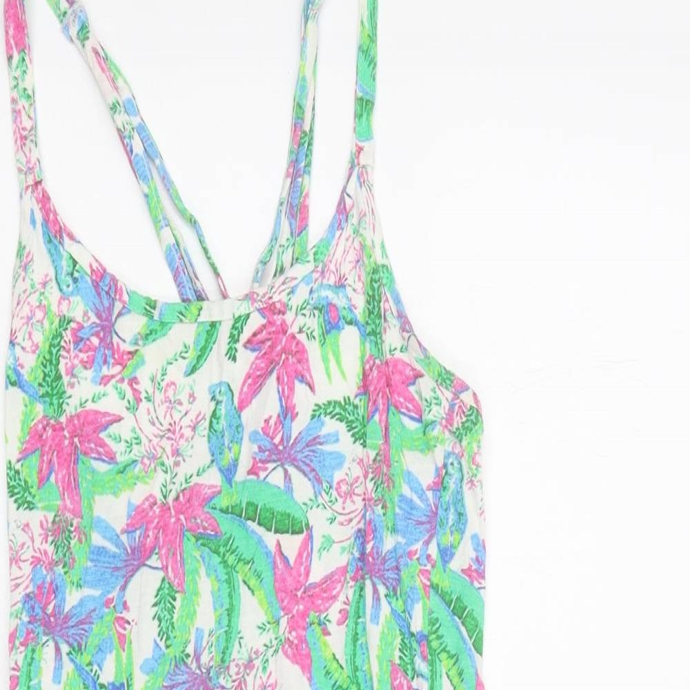 Ocean Club Womens Multicoloured Floral 100% Cotton Skater Dress Size 6 Round Neck Pullover